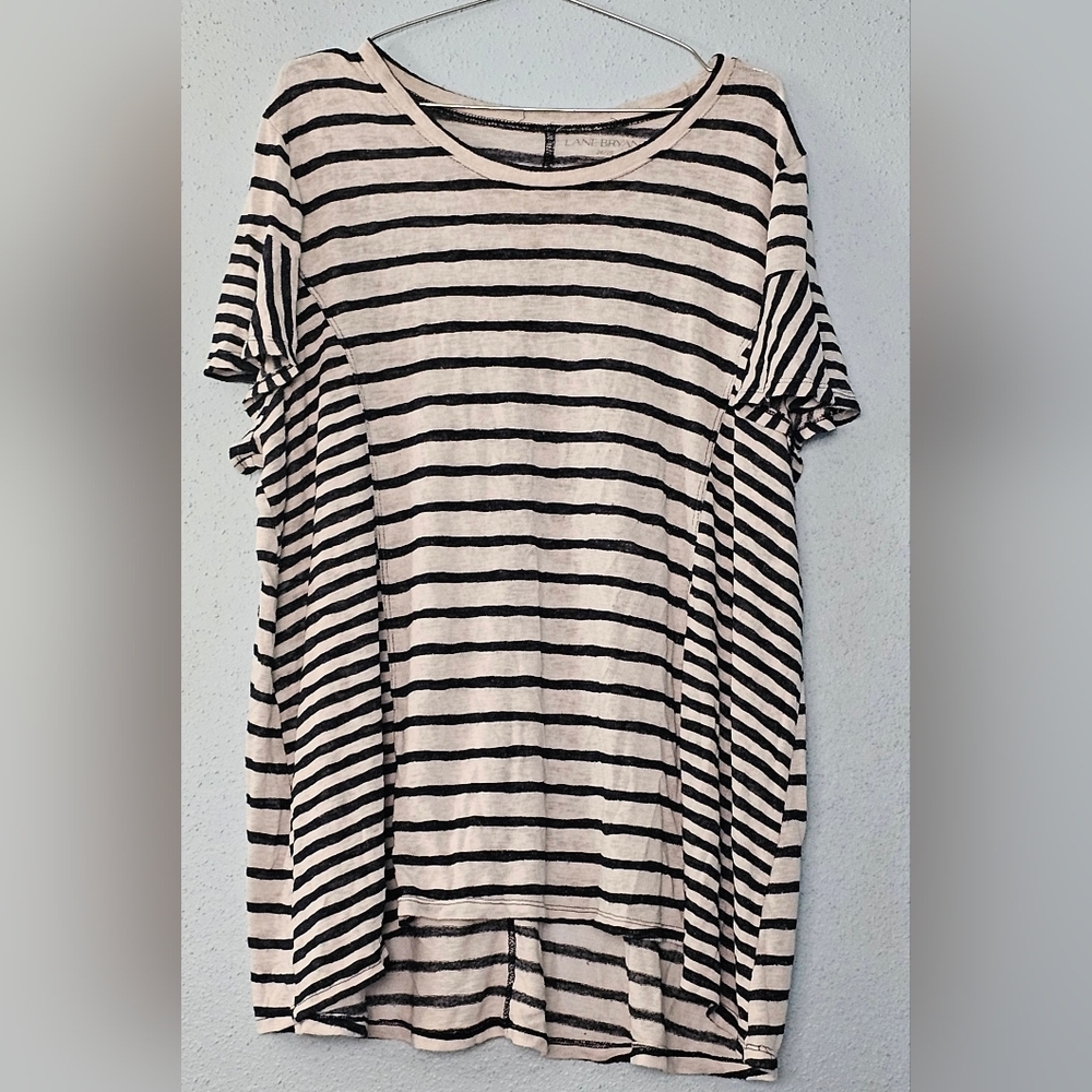 Lane Bryant - 26/28 - Navy/White Striped Short-Sleeved Tee